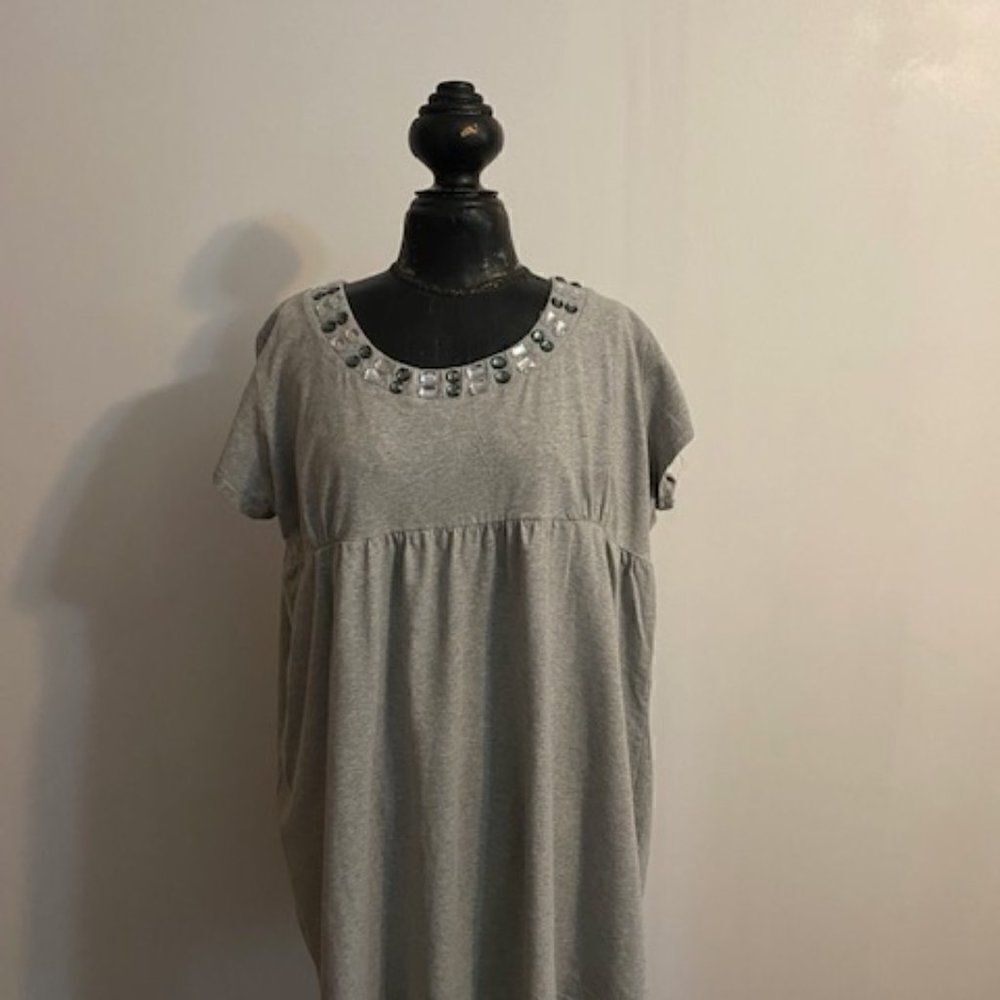 Isabelle Rodriguez Gray Baby doll embellished tunic, size 2X